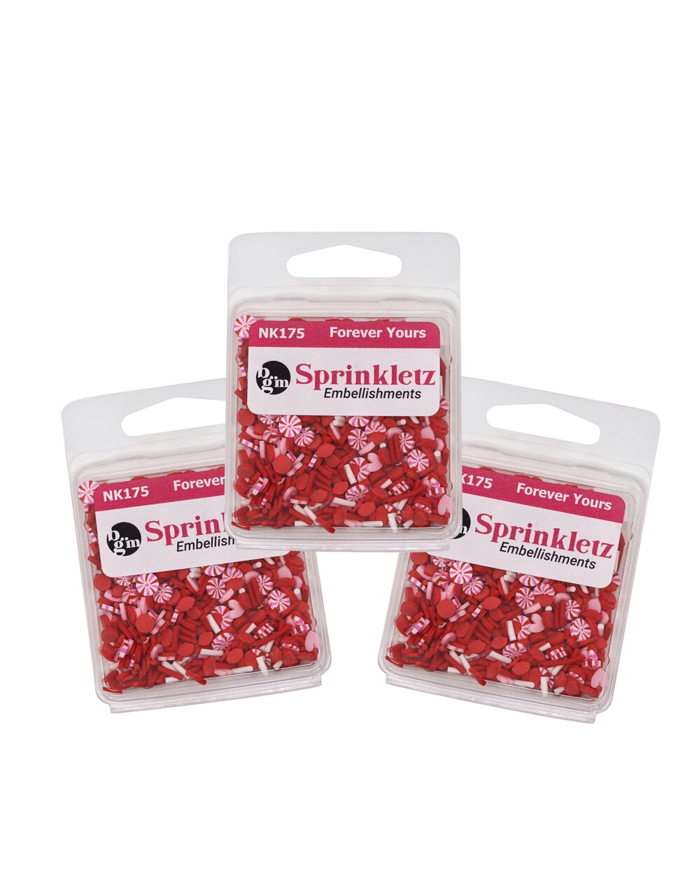 Buttons Galore Sprinkletz Embellishments for Crafts, Tiny Polymer Clay Shapes & Unique Designs - Forever Yours - 3 Pack